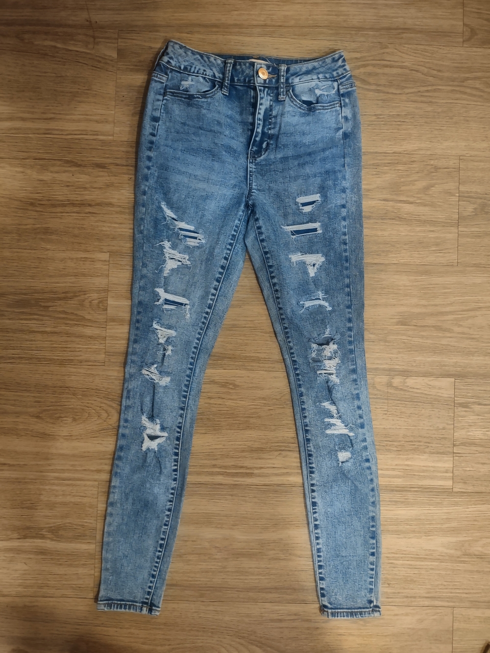 Classic Blue Distressed High-Rise Skinny Jeans - Women
